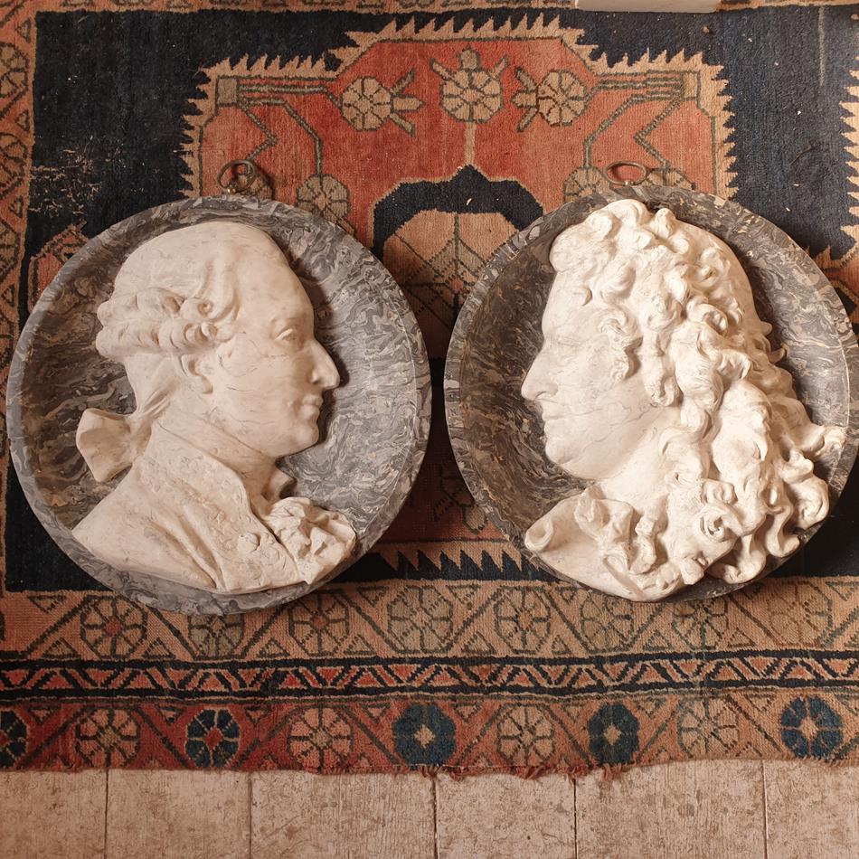 A Pair Of Scagliola Roundels