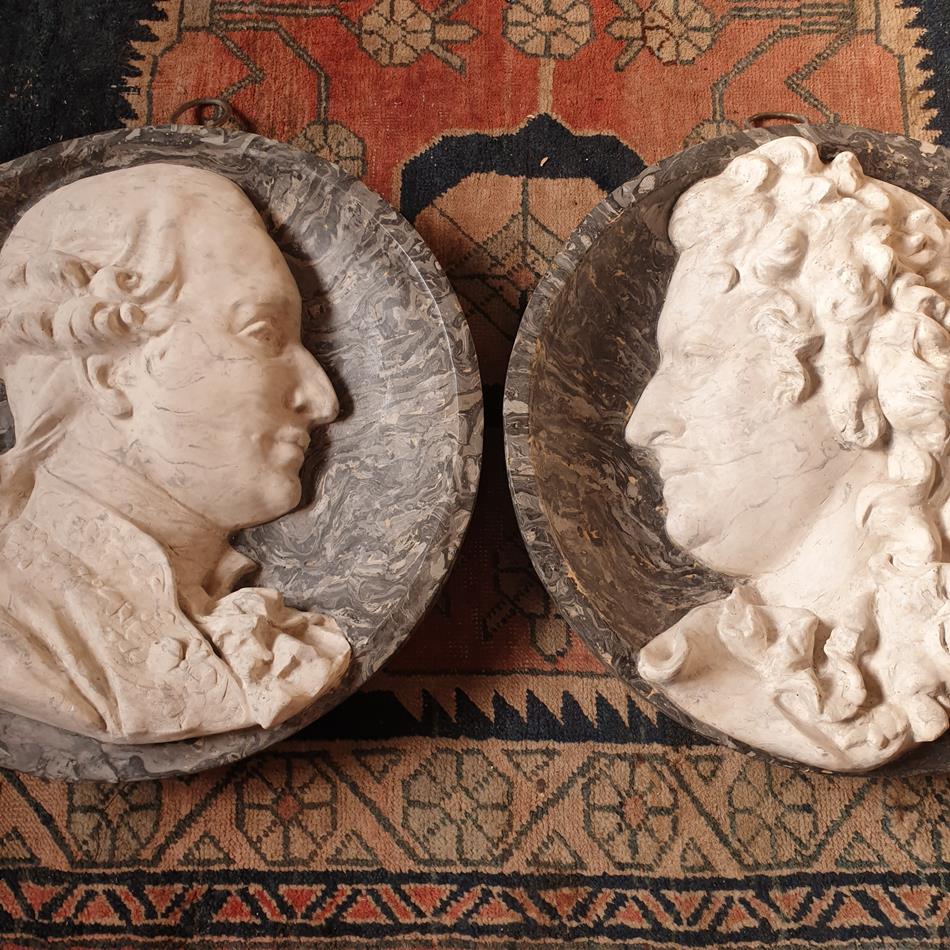 A Pair Of Scagliola Roundels