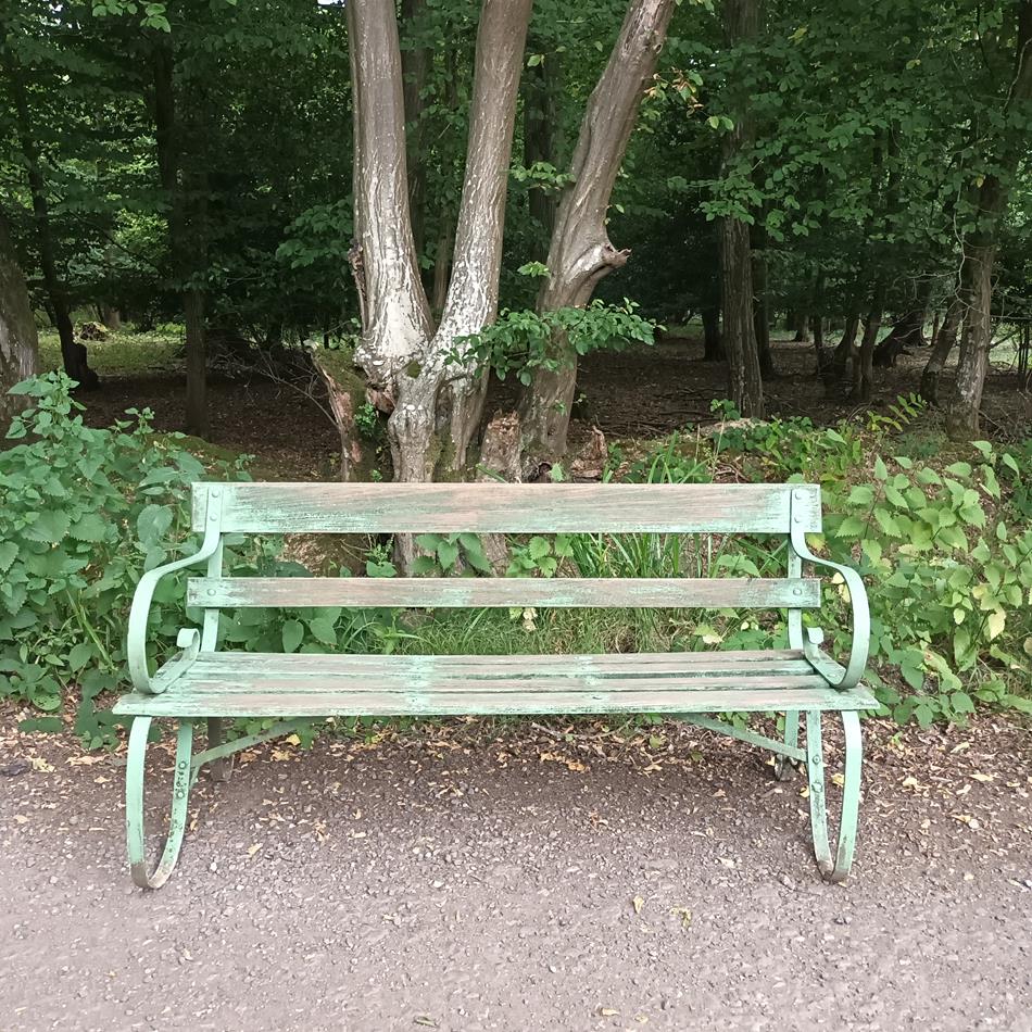 Green Garden Iron Bench