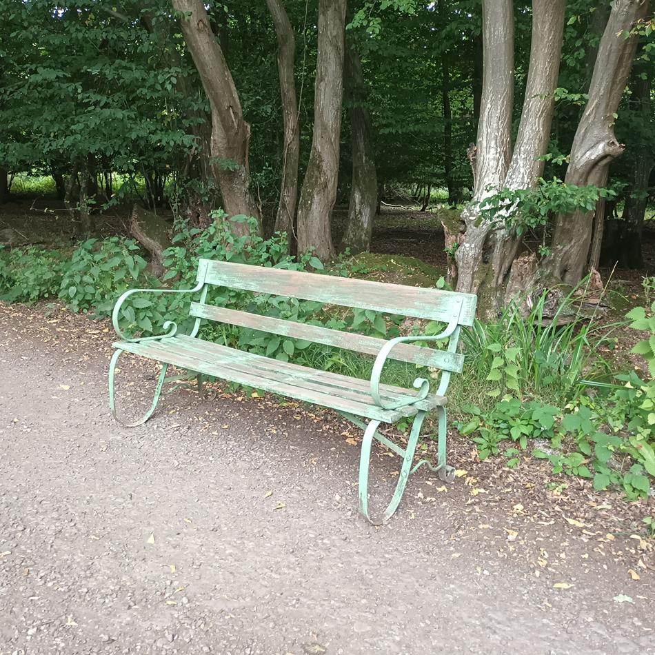 Green Garden Iron Bench
