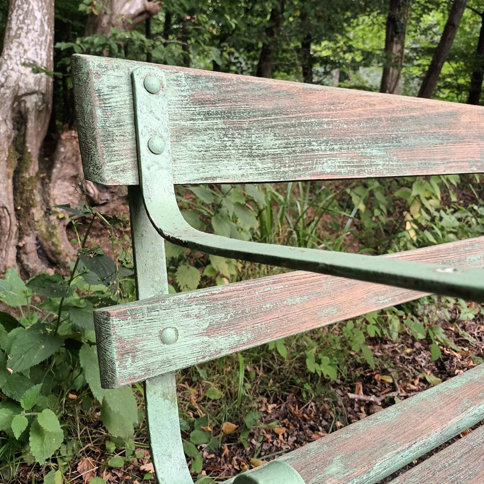 Green Garden Iron Bench