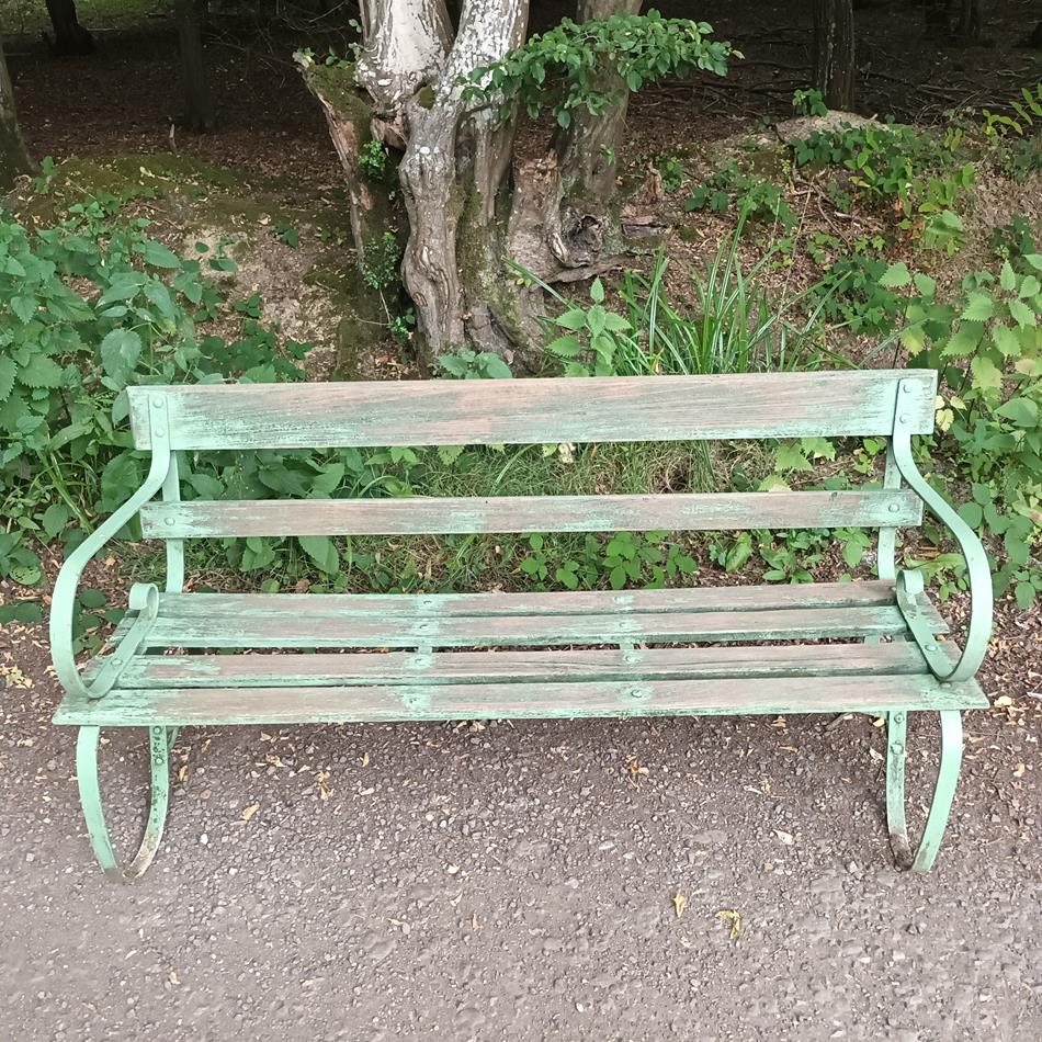Green Garden Iron Bench