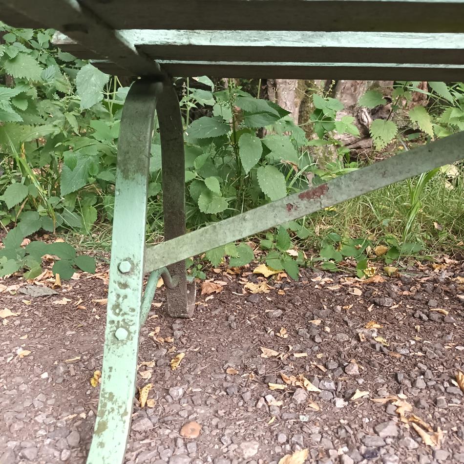 Green Garden Iron Bench