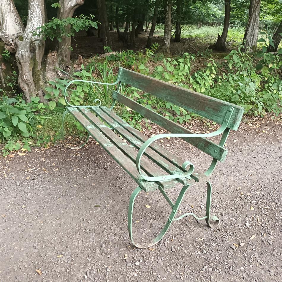 Green Garden Iron Bench