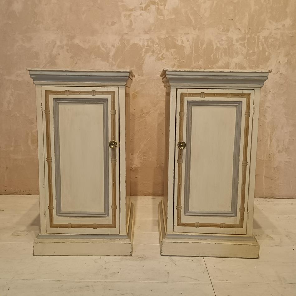 19th Century Bamboo Bedside Cupboards