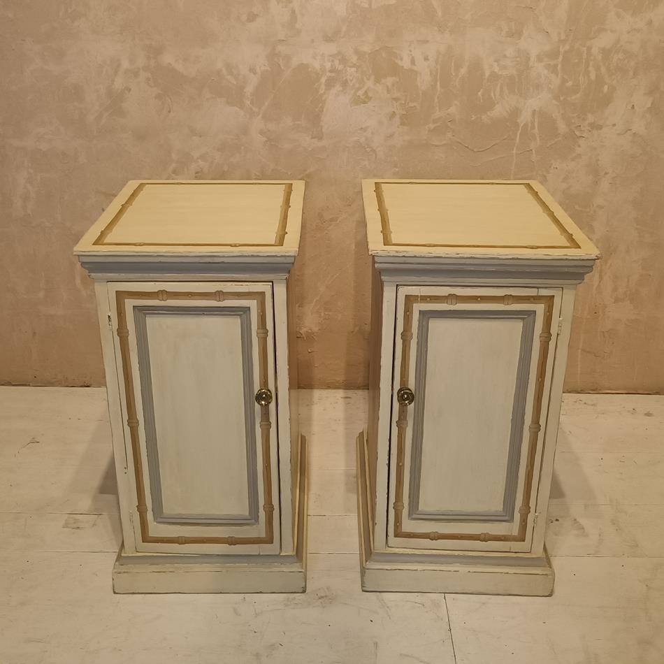 19th Century Bamboo Bedside Cupboards