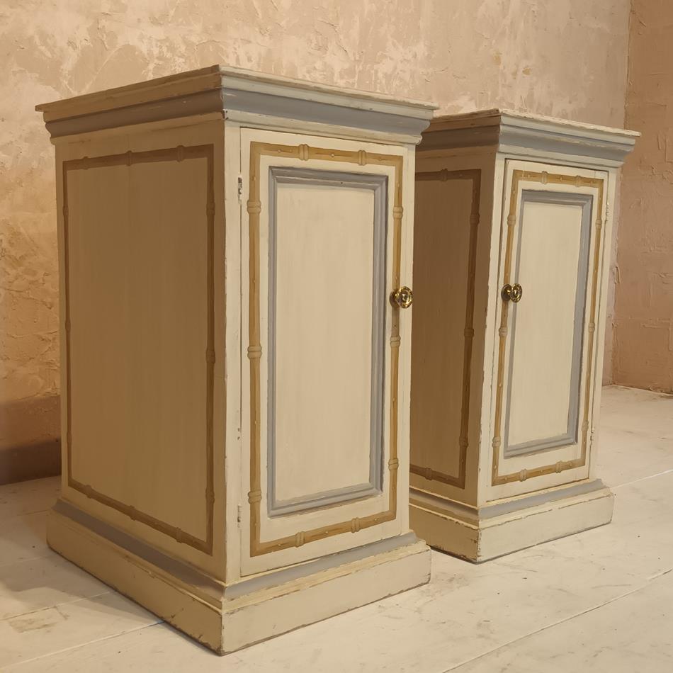 19th Century Bamboo Bedside Cupboards