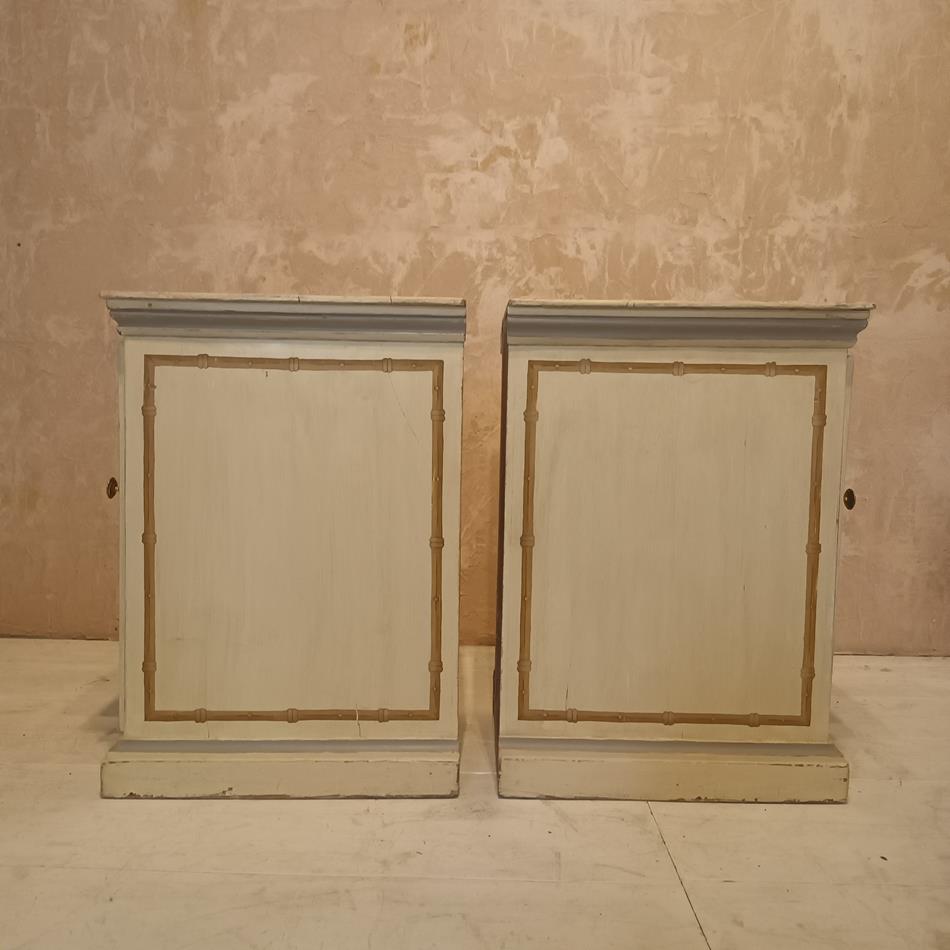 19th Century Bamboo Bedside Cupboards