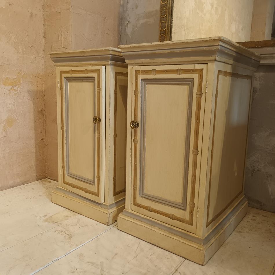 19th Century Bamboo Bedside Cupboards