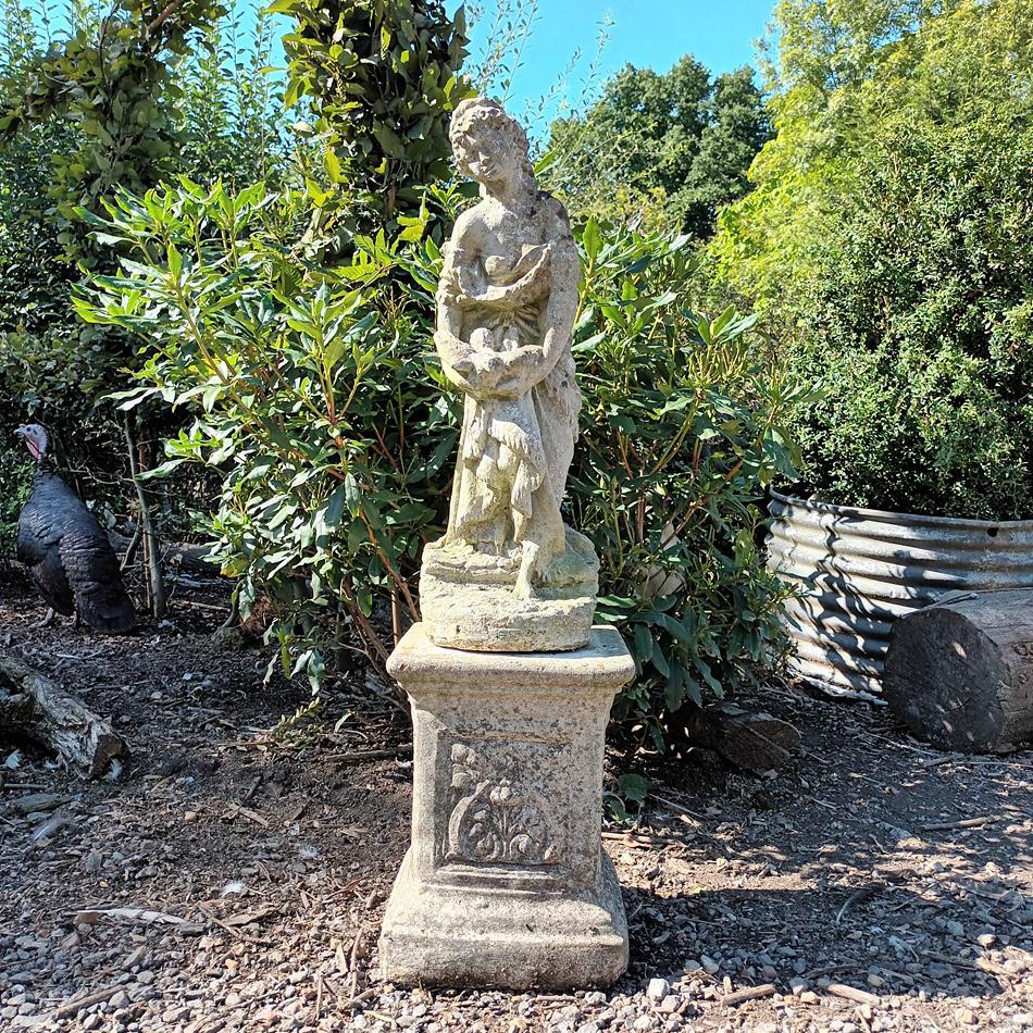 20th Century Statue Of Andromeda Holding A Dove
