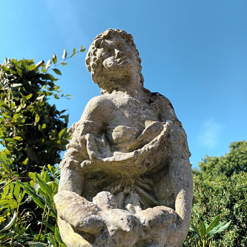 20th Century Statue Of Andromeda Holding A Dove
