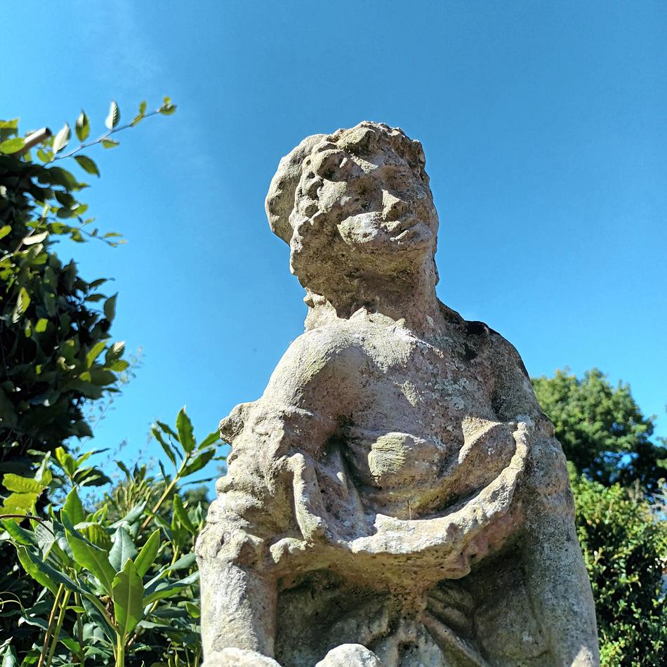 20th Century Statue Of Andromeda Holding A Dove