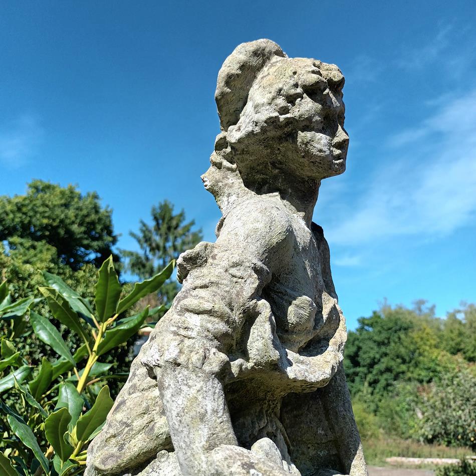 20th Century Statue Of Andromeda Holding A Dove
