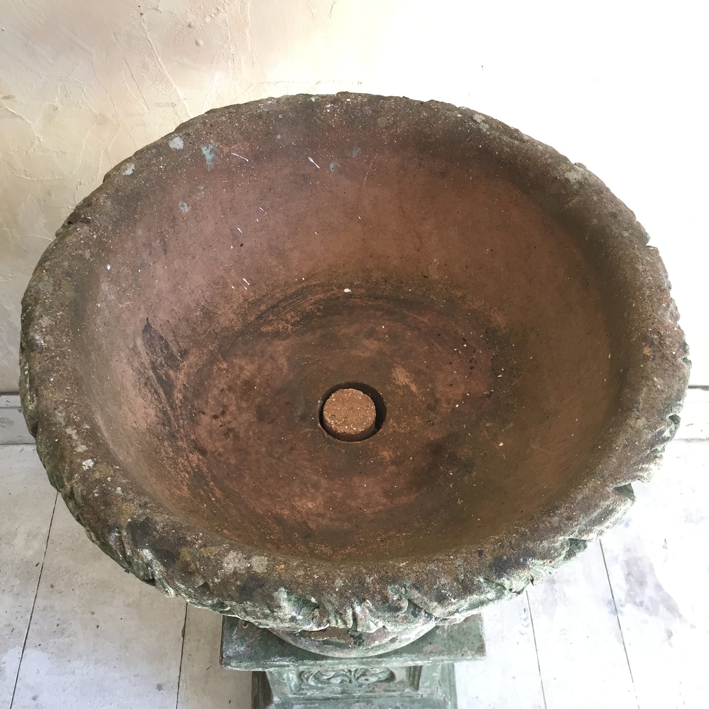 Painted Urn On Plinth