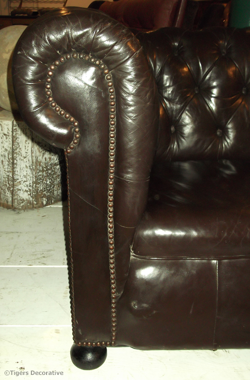 Late 19th Century Drop End Leather Sofa