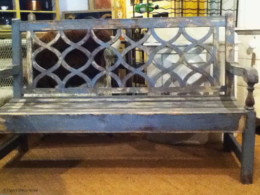 Mid 20th Century Painted Blue Teak Bench