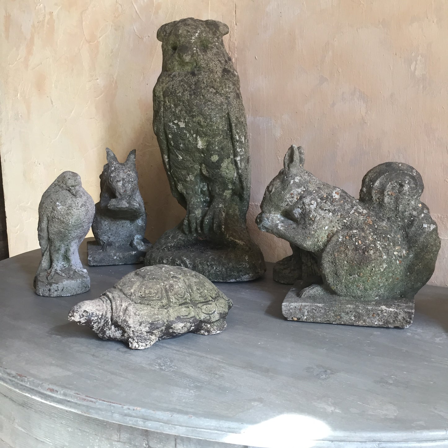 Pair Of Composite Stone Squirrels