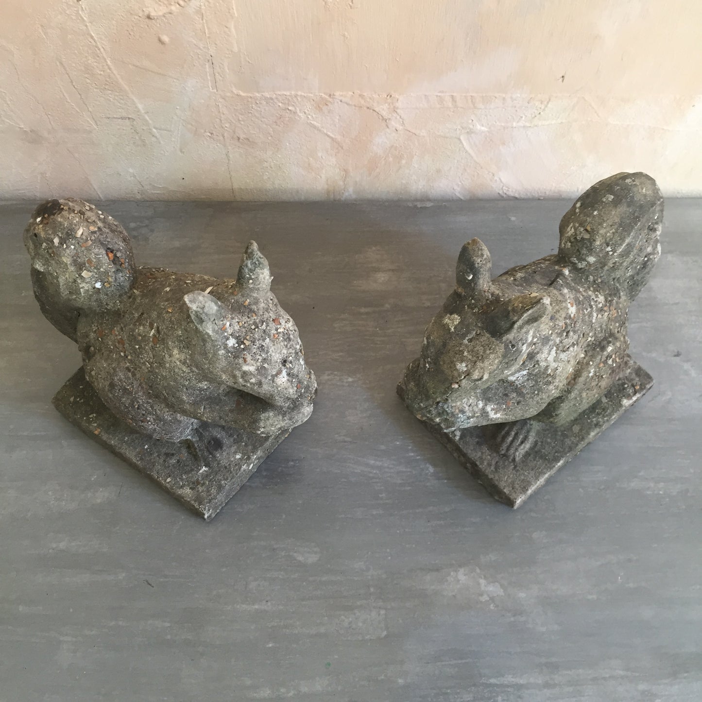 Pair Of Composite Stone Squirrels