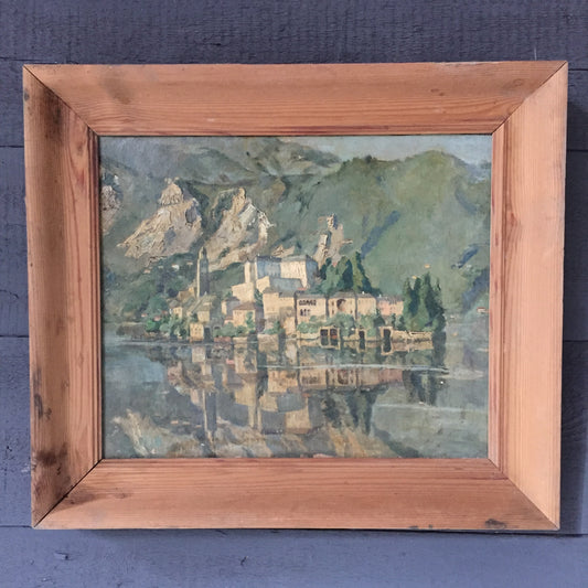 Lakeside Village Oil On Canvas