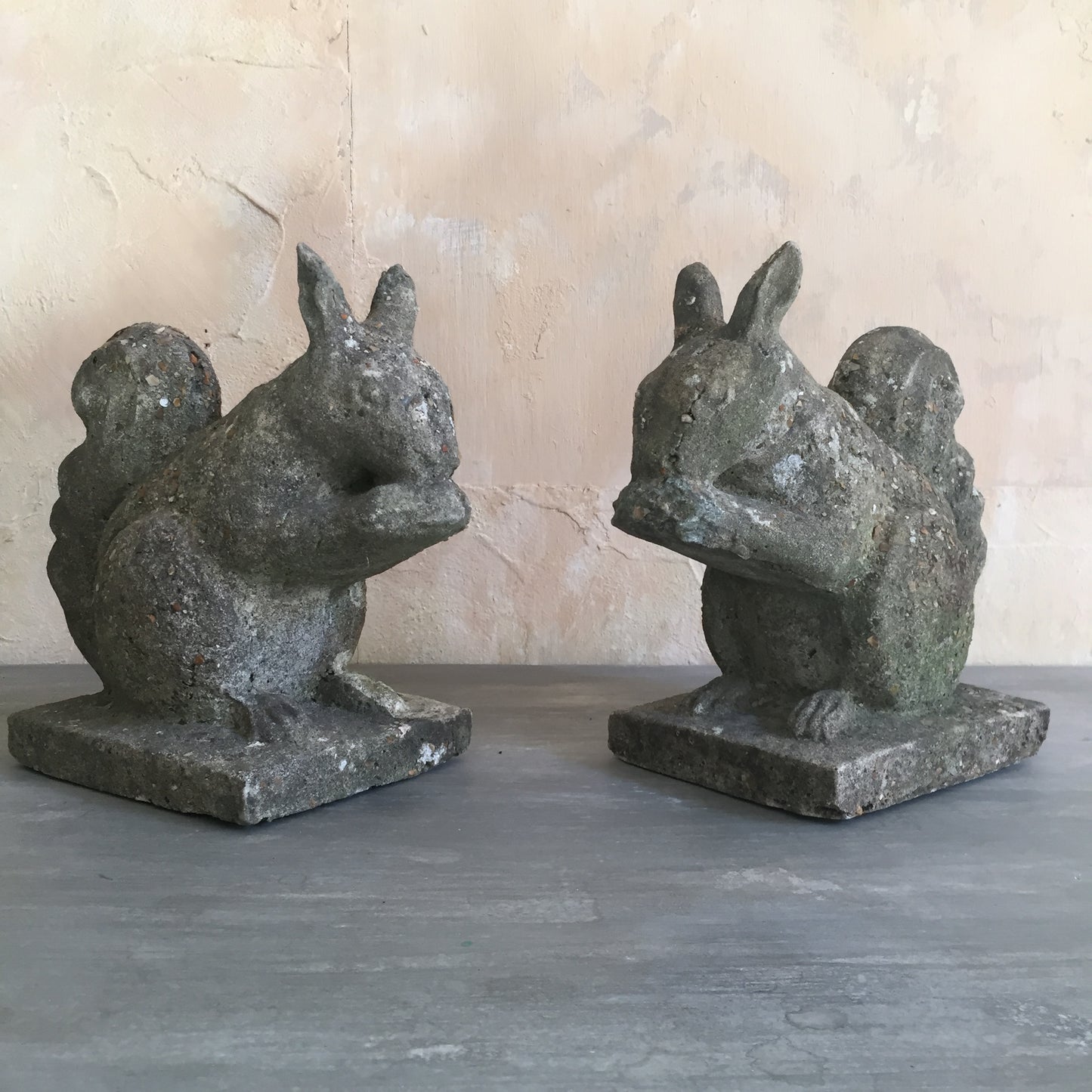 Pair Of Composite Stone Squirrels