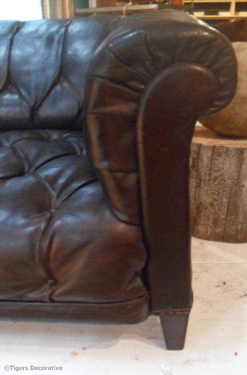 Late 19th - 20th Century Swedish Leather Chesterfield Sofa