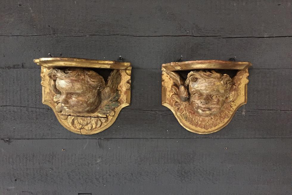 Pair Of Cherub Wall Brackets