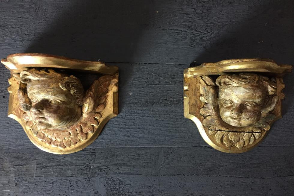 Pair Of Cherub Wall Brackets