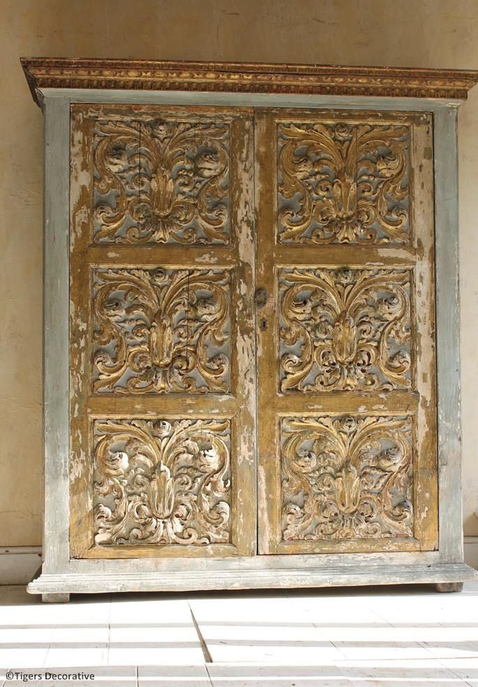Gilt & Painted French Cupboard
