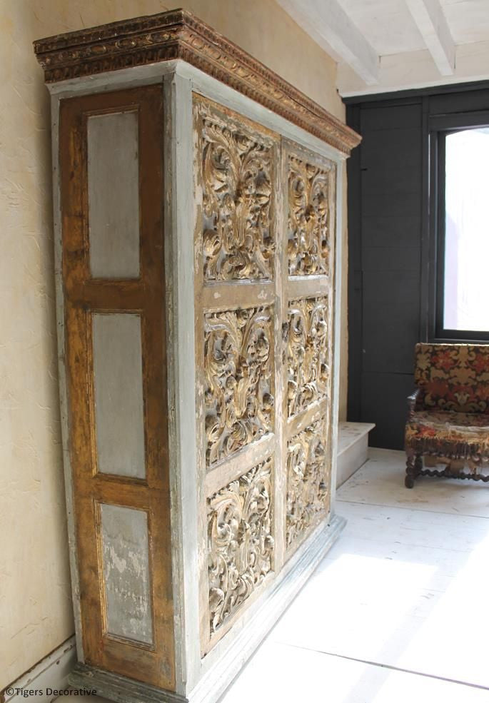 Gilt & Painted French Cupboard