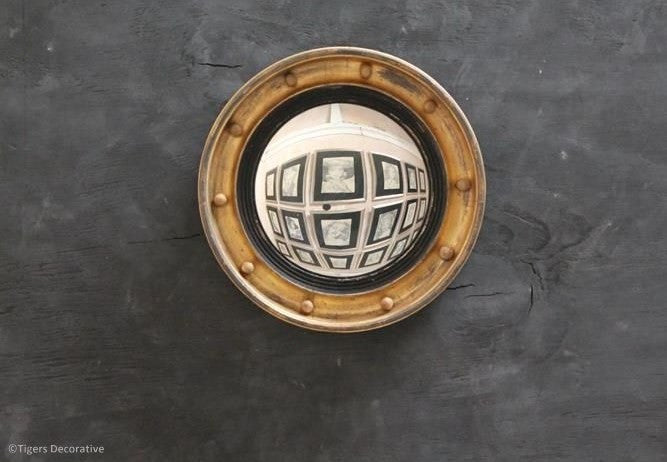 Late 19th Century Small Circular Gilded Convex Mirror