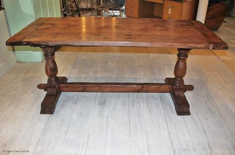 Mid 20th Century Solid Yew Wood Table