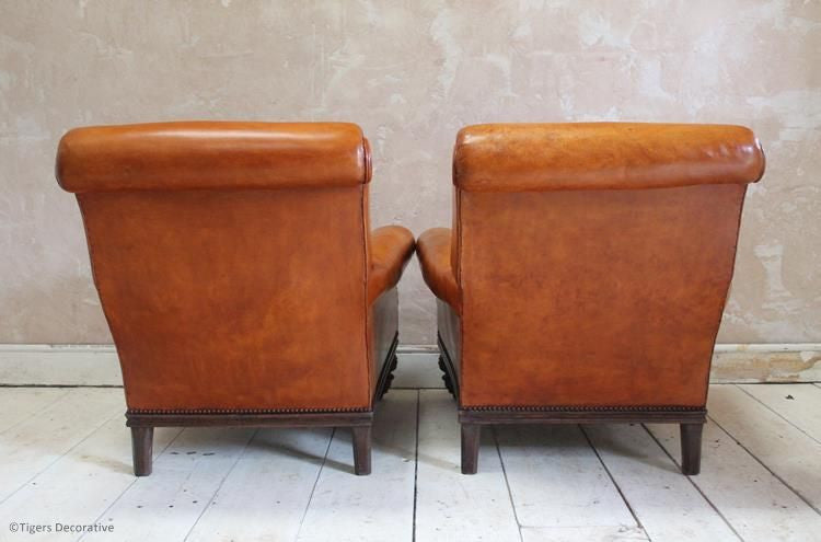 Pair of Edwardian Leather Arm Chairs