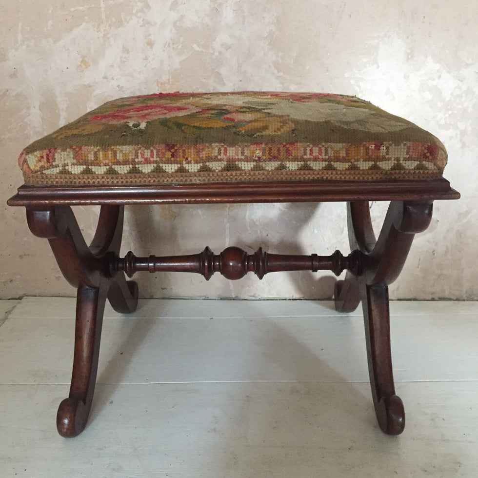 Walnut Needle Work Stool