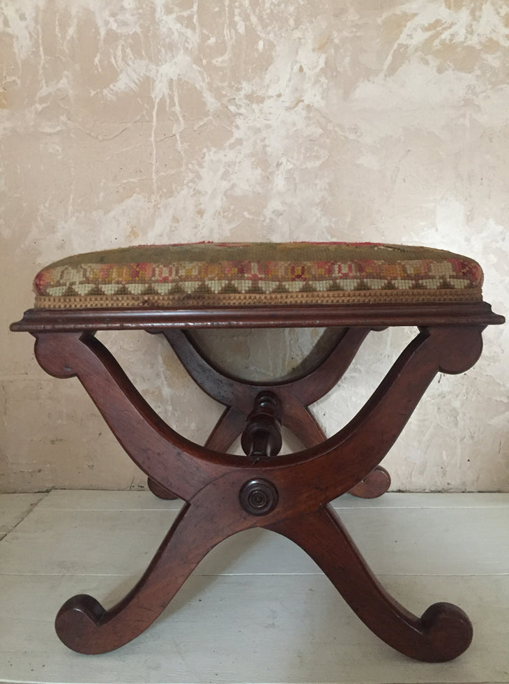 Walnut Needle Work Stool