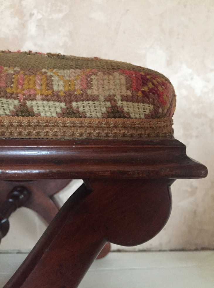 Walnut Needle Work Stool