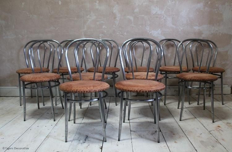 Set Of 12 1970's Italian Steel Dining Chairs