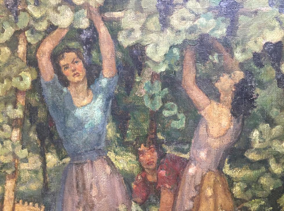 Oil Painting Of Grape Harvesters