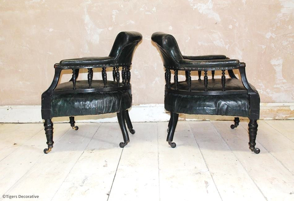 Pair of Late 19th Century Leather Chairs