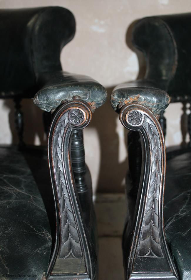 Pair of Late 19th Century Leather Chairs