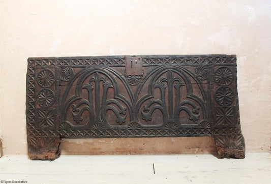 14th Century Oak Coffer Front