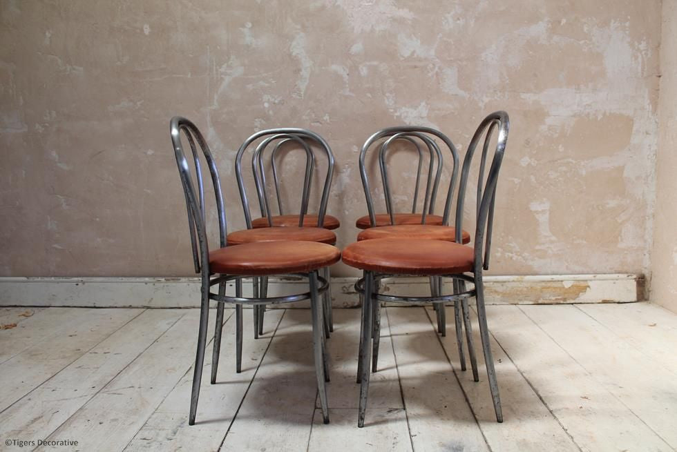 Set Of 6 1970's Italian Steel Dining Chairs