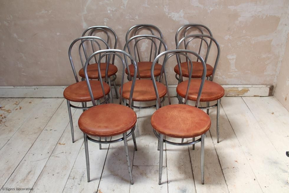 Set Of 8 1970's Italian Steel Dining Chairs