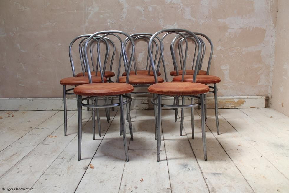 Set Of 8 1970's Italian Steel Dining Chairs