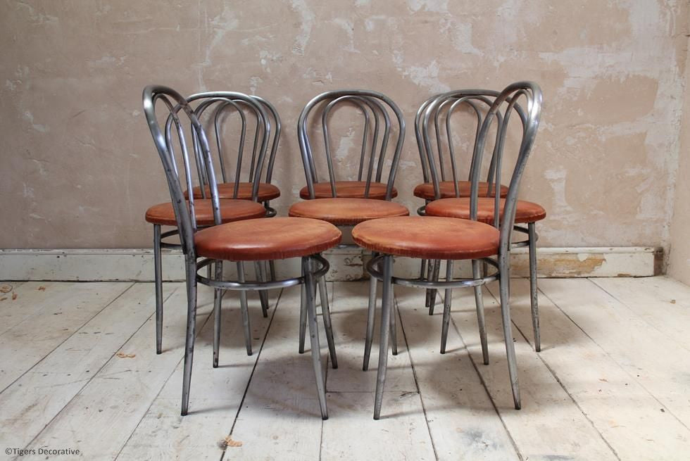 Set Of 8 1970's Italian Steel Dining Chairs