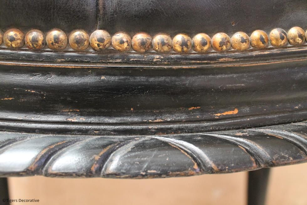 Ebonised & Leather Stool