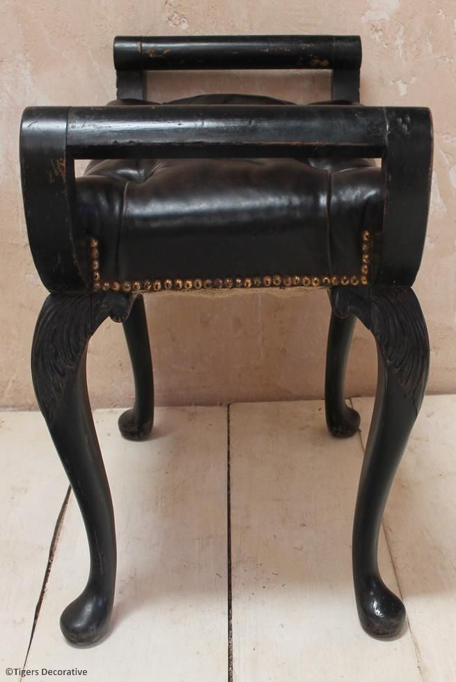 Ebonised & Leather Stool