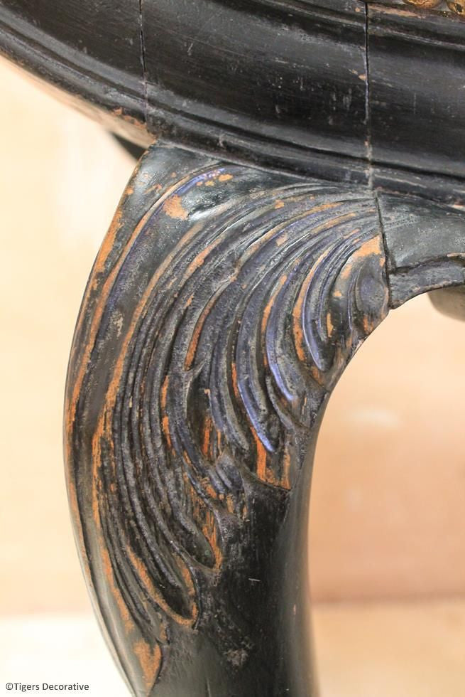 Ebonised & Leather Stool