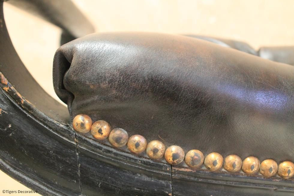 Ebonised & Leather Stool
