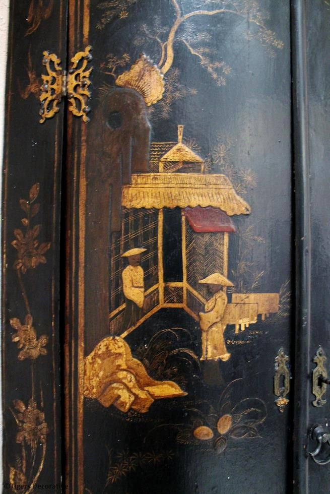 Lacquered Bow Fronted Corner Cupboard