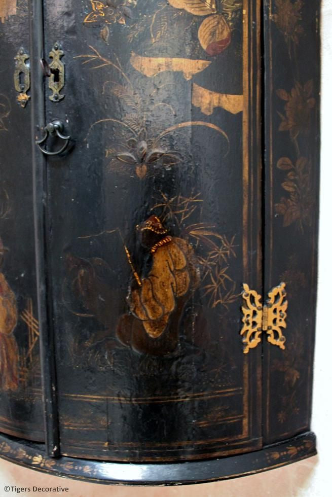 Lacquered Bow Fronted Corner Cupboard